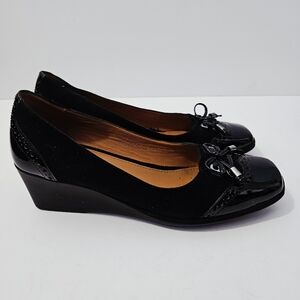 Geox Patent Leather Wedge Shoes Size 36 US 6 Black EUC